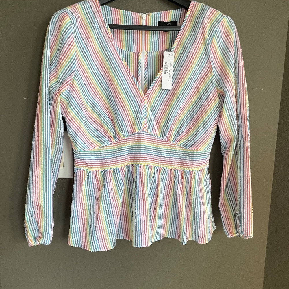 J Crew Striped peplum top